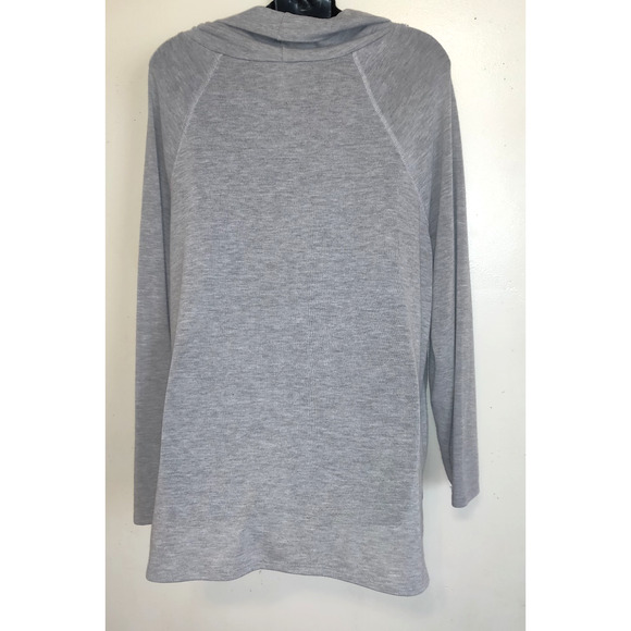 Sunday Cowl Neck Top Sz 2X Gray White Lace Front Panel Lightweight Sweater - Picture 7 of 16